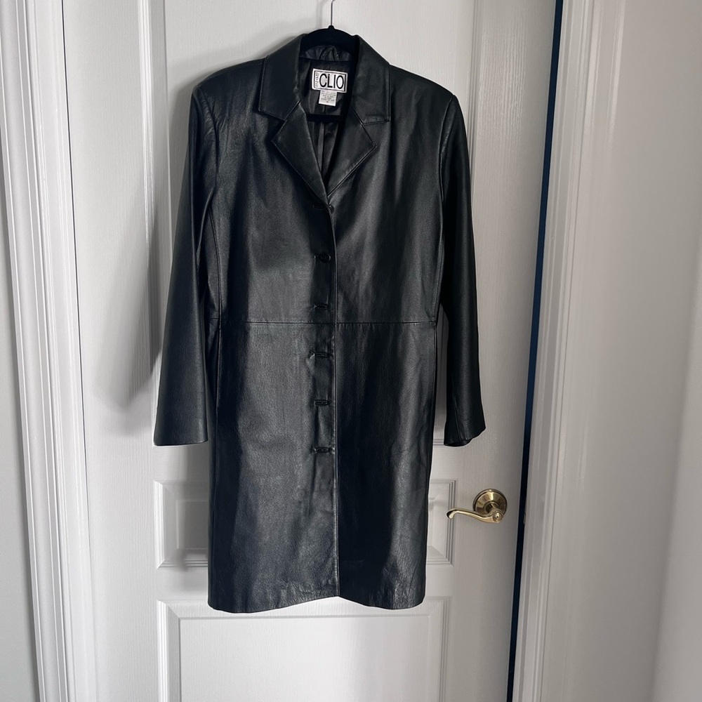 Leather Clio leather button down coat size 10.